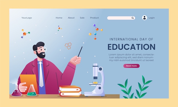 무료 벡터 국제 교육 의 날 을 위한 랜딩 페이지 템플릿
