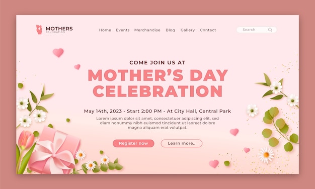 無料ベクター 母の日のお祝いのランディングページテンプレート