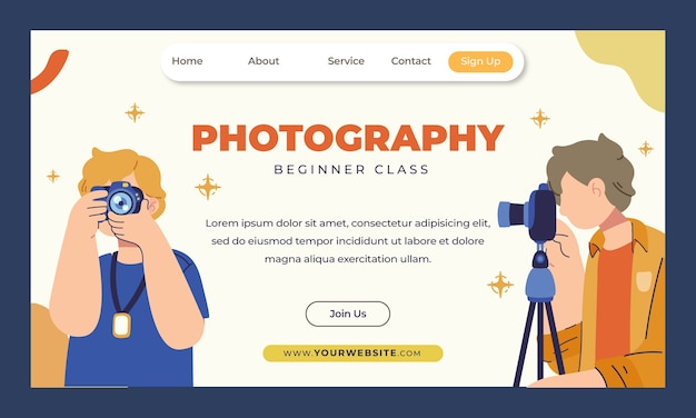 無料ベクター 写真家のキャリアと趣味のランディングページテンプレート