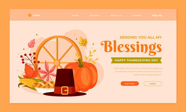 無料ベクター 感謝祭のお祝いのためのランディング ページ テンプレート