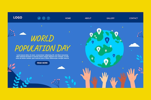 無料ベクター 世界人口デーの啓発のためのランディング ページ テンプレート