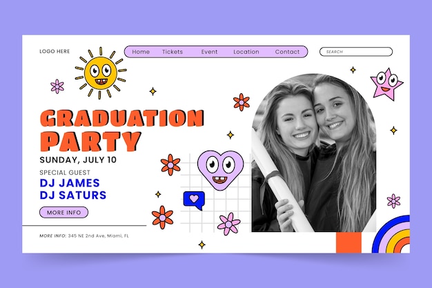 Landing page template for graduation celebration