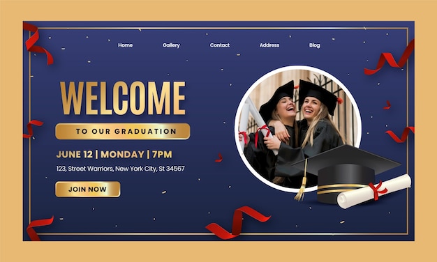 Landing page template for graduation