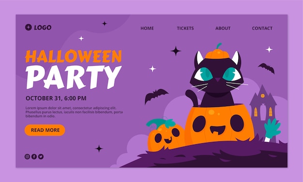 Vettore gratuito modello di pagina di destinazione per la celebrazione di halloween