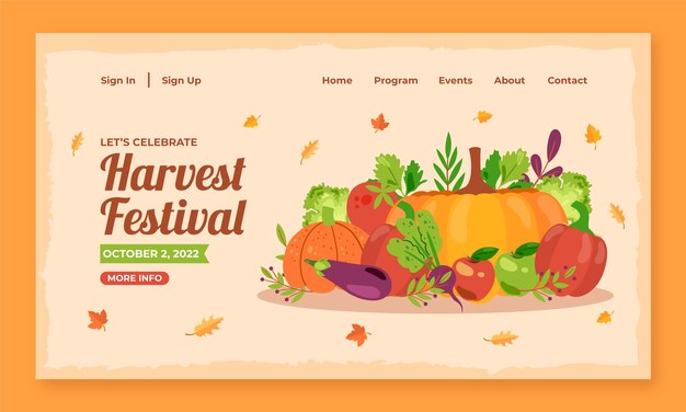 Landing page template for harvest festival celebration