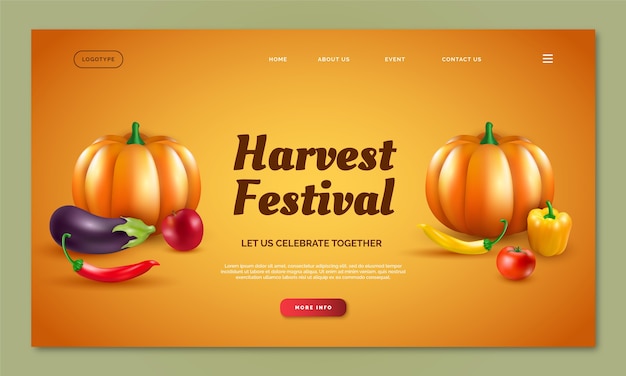 Free vector landing page template for harvest festival celebration