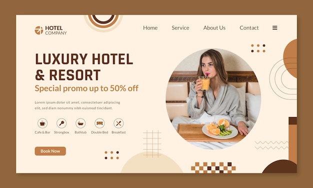 Free vector landing page template for hotel business