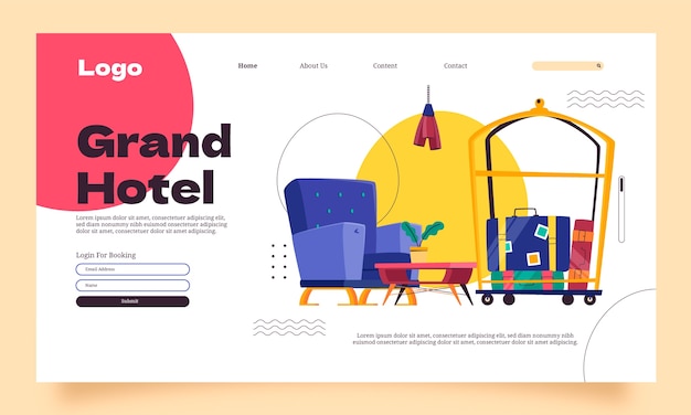 Landing page template for hotel business