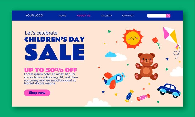 Landing page template for international children's day celebration