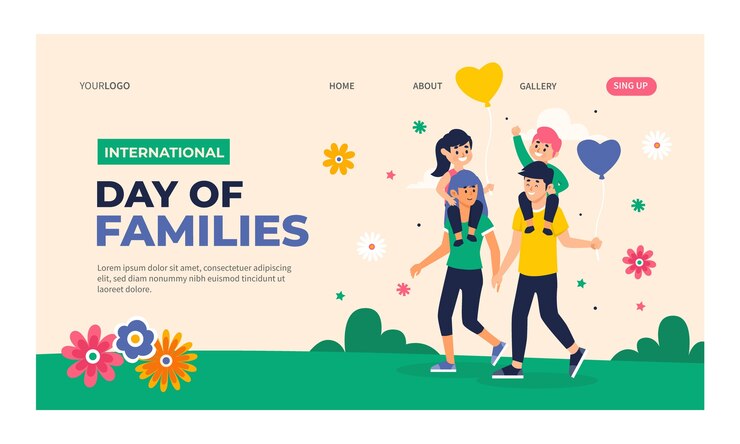 Free Vector landing page template for international day of families celebration