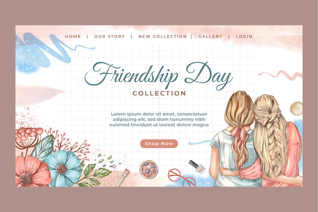 Free Vector landing page template for international friendship day celebration