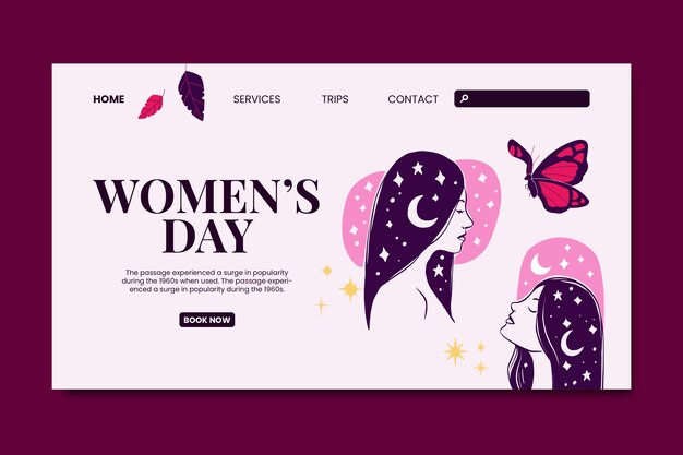 Free vector landing page template for international women's day celebration