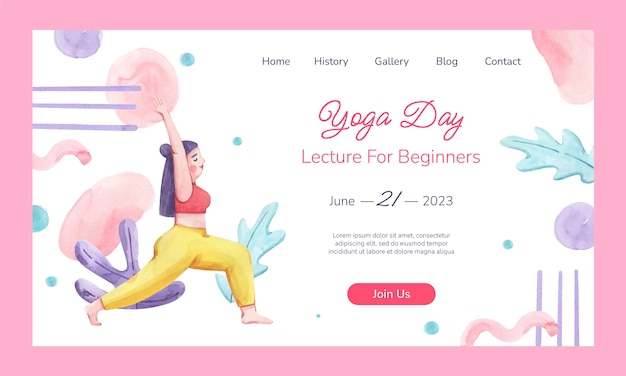 Free vector landing page template for international yoga day celebration