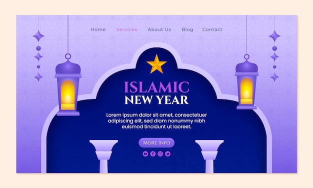 Free vector landing page template for islamic new year celebration