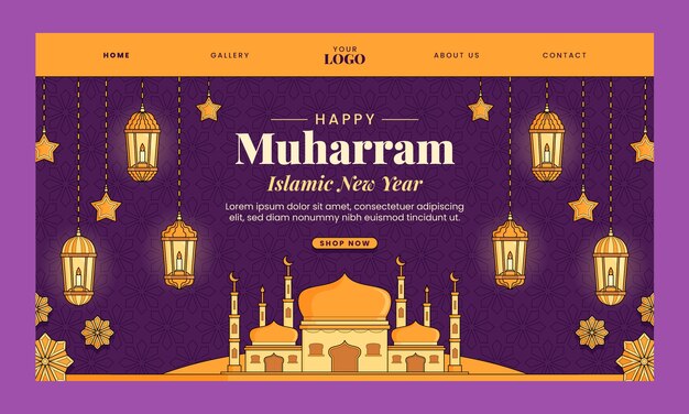 イスラム新年のお祝いのためのランディング ページ テンプレート