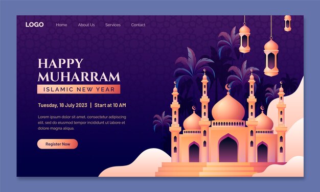 Landing page template for islamic new year celebration