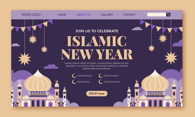 Landing page template for islamic new year celebration