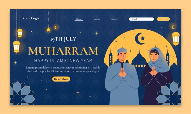 Landing page template for islamic new year celebration