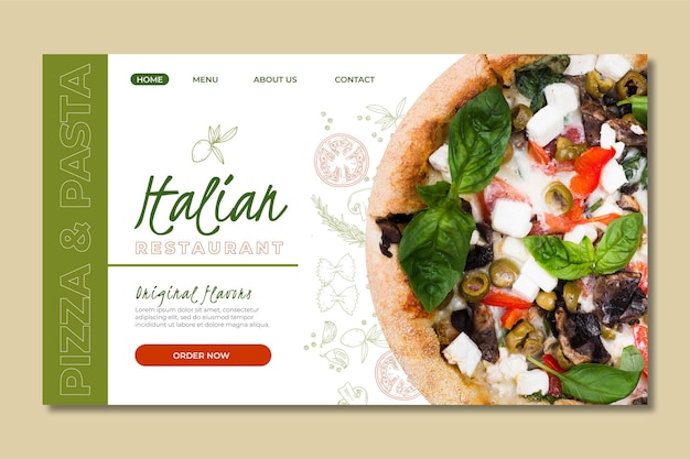 Landing page template for italian food restaurant