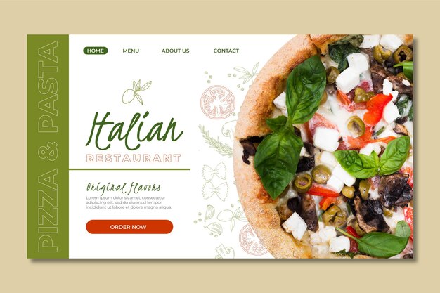 Landing page template for italian food restaurant