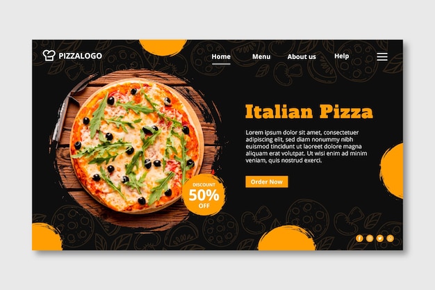 Free vector landing page template for italian food restaurant