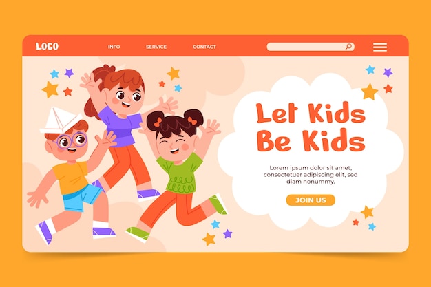 Landing page template for kids