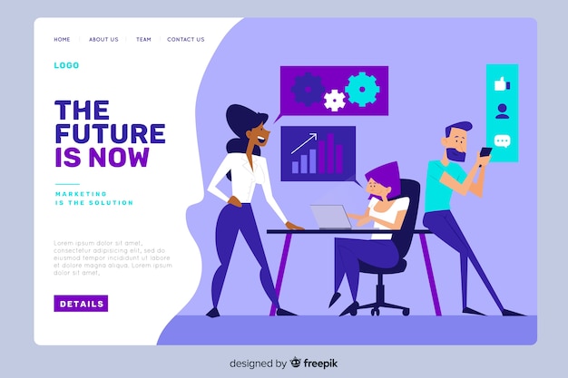 Free vector landing page template for marketing