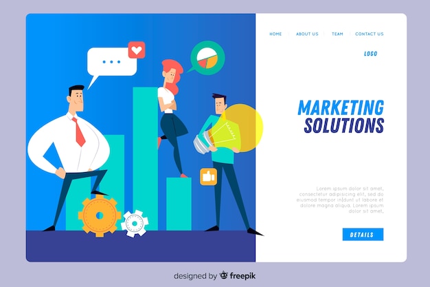 Landing page template for marketing