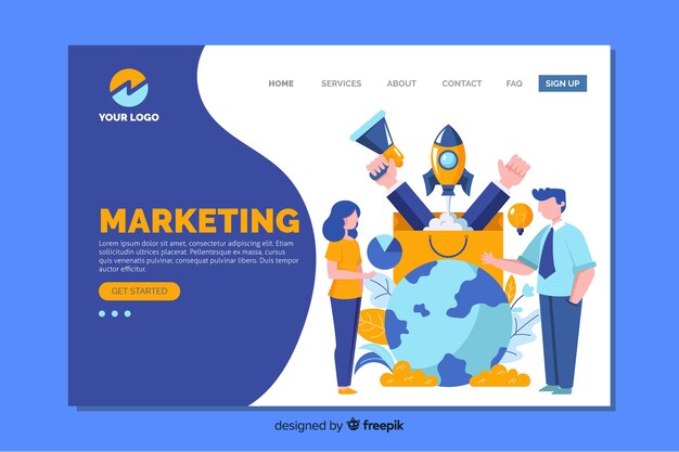 Landing page template for marketing