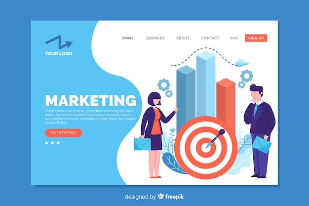 Free vector landing page template for marketing