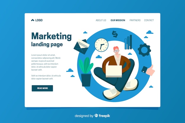 Landing page template of marketing