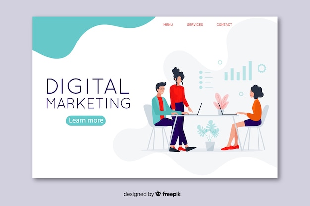 Free vector landing page template for marketing