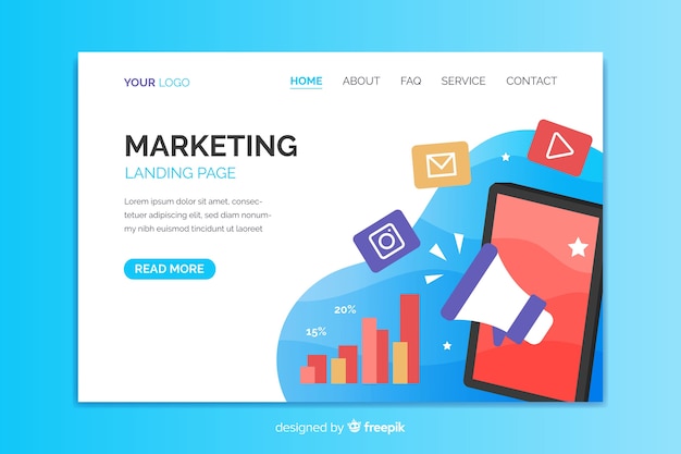 Landing page template for marketing