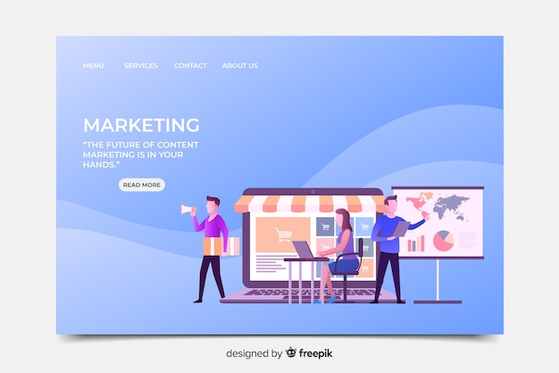 Free vector landing page template for marketing