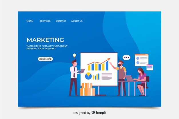 Landing page template for marketing