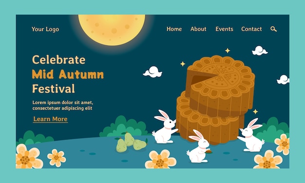 Landing page template for mid-autumn festival celebration