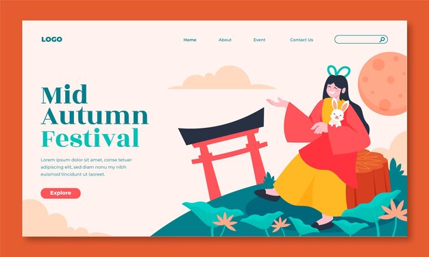 Landing page template for mid-autumn festival celebration