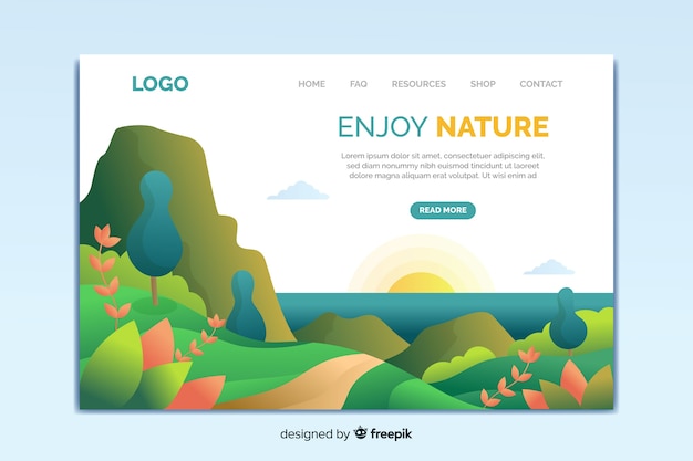 Free vector landing page template of nature