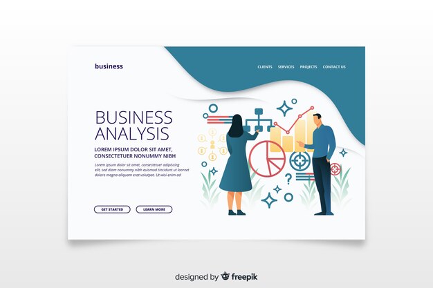 無料ベクター ビジネスのランディングページテンプレート