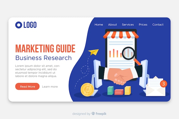 無料ベクター マーケティングのランディングページテンプレート