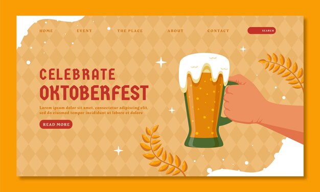 Free Vector landing page template for oktoberfest beer festival celebration