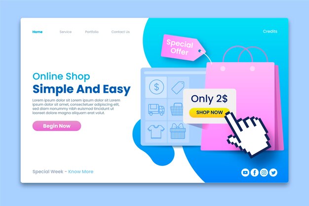 Landing page template for online shop