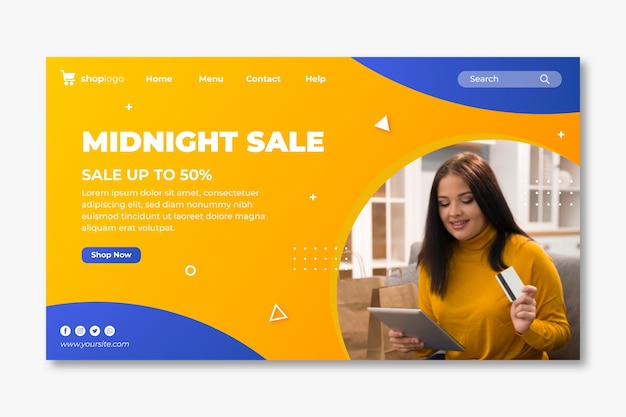 Landing page template for online shopping