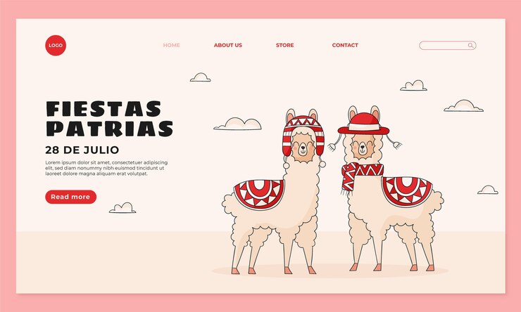 Free Vector landing page template for peruvian fiestas patrias celebrations