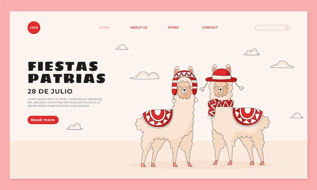ペルーのフィエスタ・パトリアのお祝い用のランディング・ページ・テンプレート