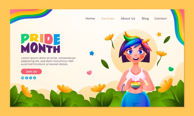 Landing page template for pride month celebration