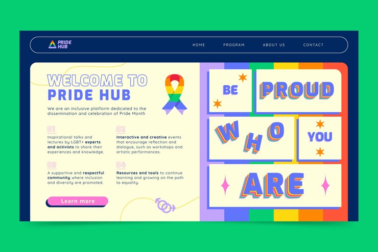 Free Vector landing page template for pride month celebration