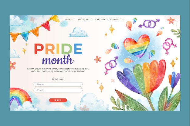 Landing page template for pride month celebration