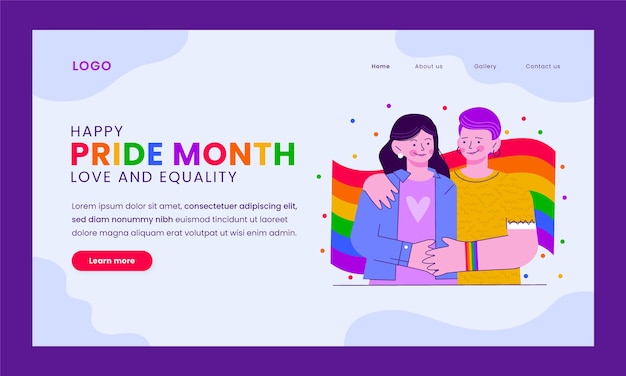 Free vector landing page template for pride month celebration