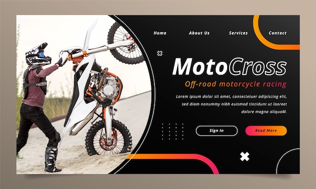 Free vector landing page template for racing tournament